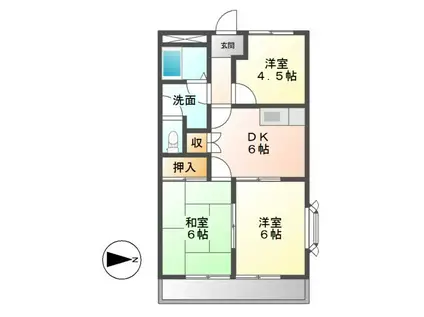 クィーンズコート B棟(3DK/1階)の間取り写真