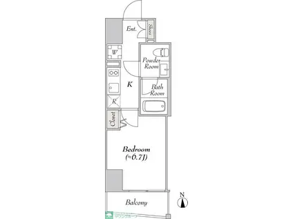 ルミーク文京湯島(1K/8階)の間取り写真