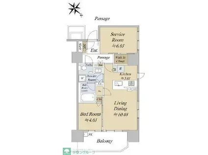 シティハウス巣鴨(2LDK/10階)の間取り写真