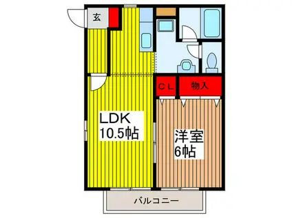宮腰ハイツA(1LDK/2階)の間取り写真
