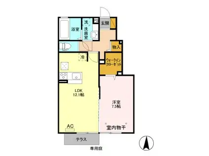 アピオンA(1LDK/1階)の間取り写真