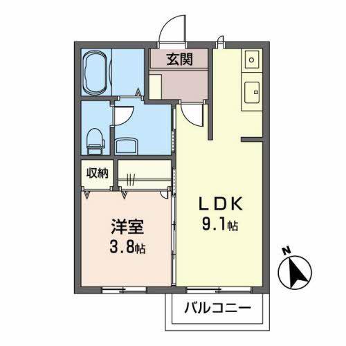 ディアコート(1LDK/2階)の間取り写真