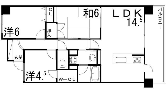 アゴラオーキッド富永(3LDK/5階)の間取り写真