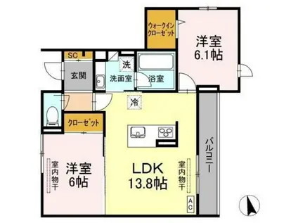T-5FLAT(2LDK/2階)の間取り写真