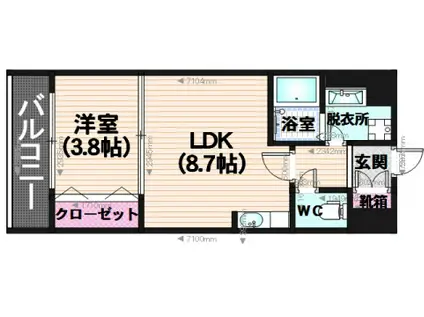 スタンドリバーしののめ(1LDK/6階)の間取り写真