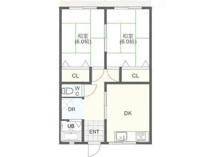 ヒューマンハイツ五反田(2DK/1階)の間取り写真