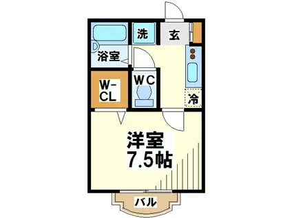 サニーフラット(1K/1階)の間取り写真