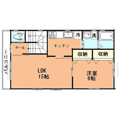 新町ユキハイツ(1LDK/2階)の間取り写真