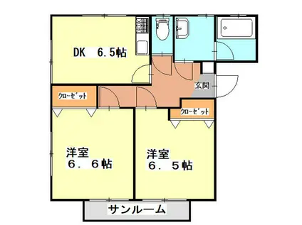 ルミナールI(2DK/1階)の間取り写真