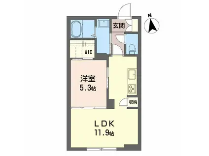 ベレオ弓張月(1LDK/1階)の間取り写真