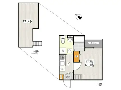 キャトルセゾン(1K/2階)の間取り写真