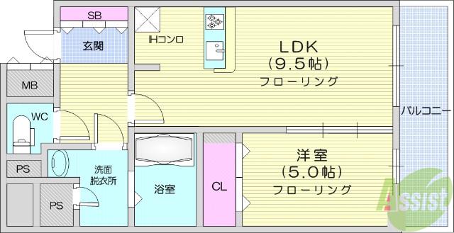 HF一番町レジデンス(1LDK/6階)の間取り写真