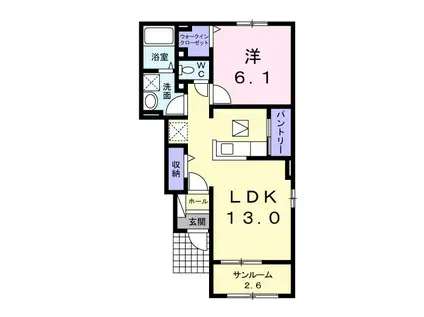 エレガンス II(1LDK/1階)の間取り写真