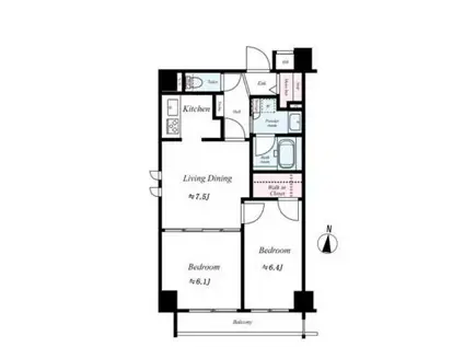 AXASFORT両国(2LDK/2階)の間取り写真