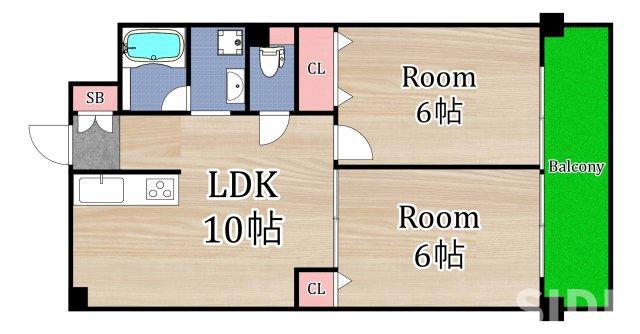 ファーロ(2LDK/2階)の間取り写真