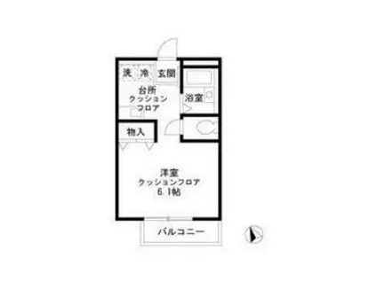 プランドール古淵(ワンルーム/1階)の間取り写真