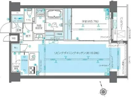ズーム広尾(1LDK/6階)の間取り写真