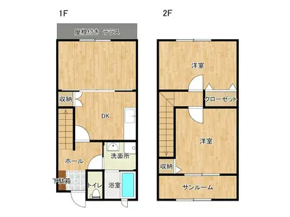ベルフルール下府(3DK/1階)の間取り写真