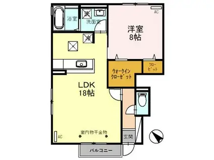 エテルノN(1LDK/1階)の間取り写真
