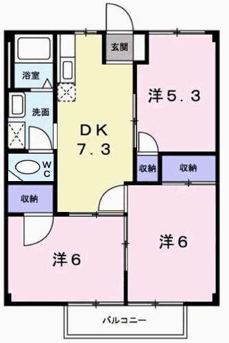 サンライズ青山(3DK/1階)の間取り写真