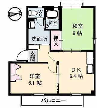 サントークB棟(2DK/2階)の間取り写真
