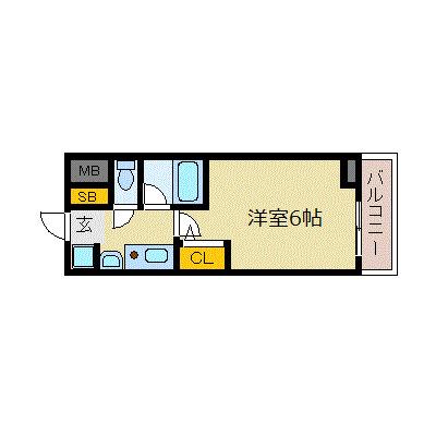 エスリード同心第3(1K/7階)の間取り写真