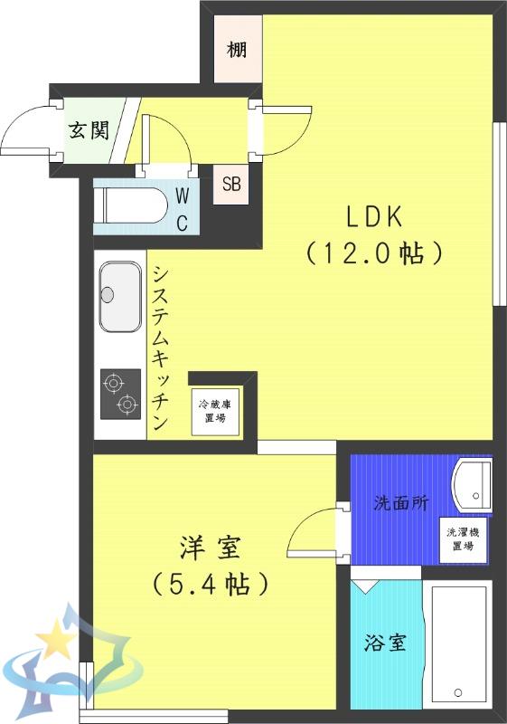 コラージュ琴似(1LDK/4階)の間取り写真