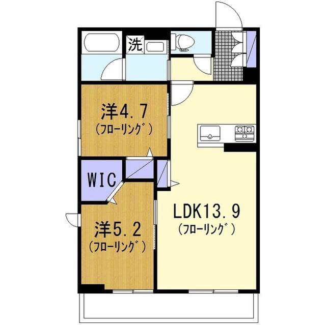 ヴイスタ ルミノーザ ウエスト(2LDK/2階)の間取り写真
