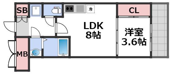 セレニテ北久宝寺(1LDK/15階)の間取り写真