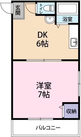 カーサ三好(1DK/1階)の間取り写真