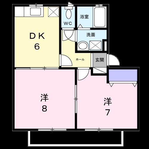 アトリオIII2(2DK/2階)の間取り写真