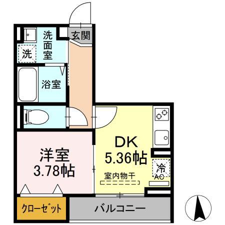 グリシーヌ(1DK/3階)の間取り写真
