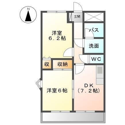 サンフォンテーヌ(2LDK/2階)の間取り写真