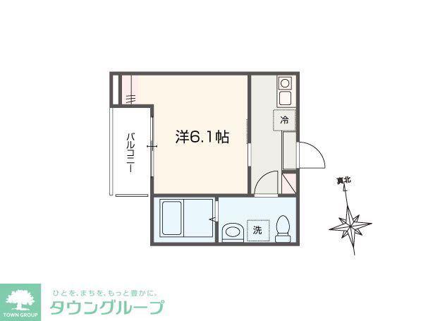 FIORITO六実(1K/3階)の間取り写真