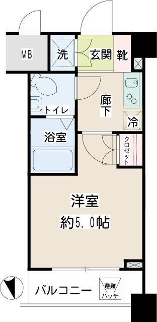 ナイスアーバンステイツ綱島(1K/5階)の間取り写真