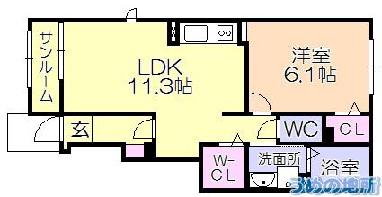 エムレーク(1LDK/1階)の間取り写真