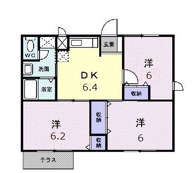 NEW ELDEM彩A(3DK/1階)の間取り写真
