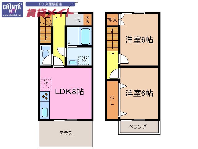 SAKURA TERRACE(2LDK/1階)の間取り写真