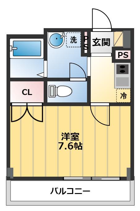 アンプルールフェール本川越(1K/4階)の間取り写真