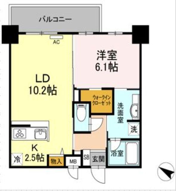 ハイムローゼVII(1LDK/4階)の間取り写真