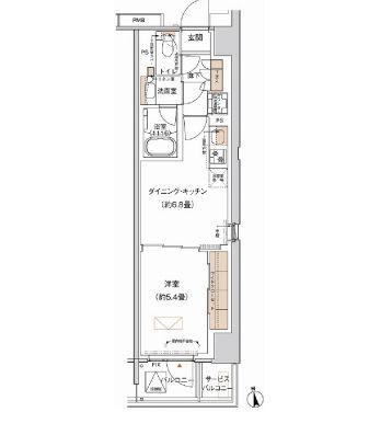 プライムネクサス大森北(1DK/6階)の間取り写真