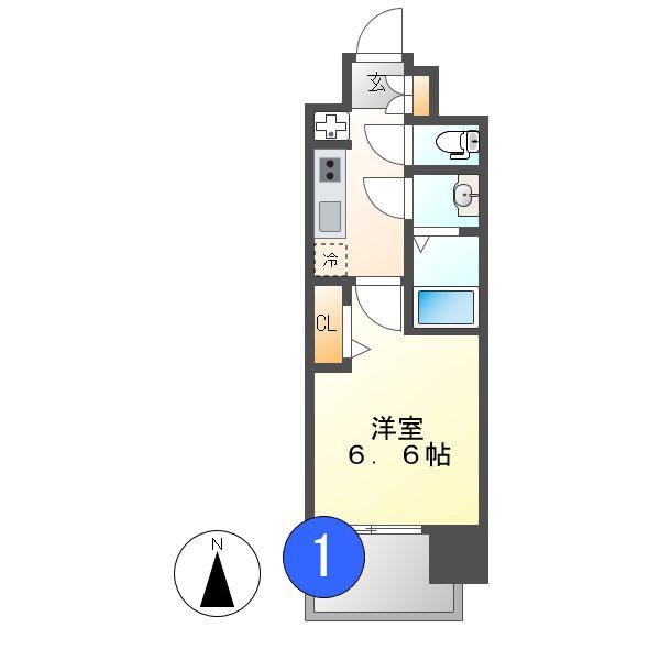 プレサンスNAGOYA本陣(1K/3階)の間取り写真