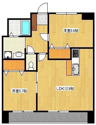 クロノス34田井島II(2LDK/11階)の間取り写真