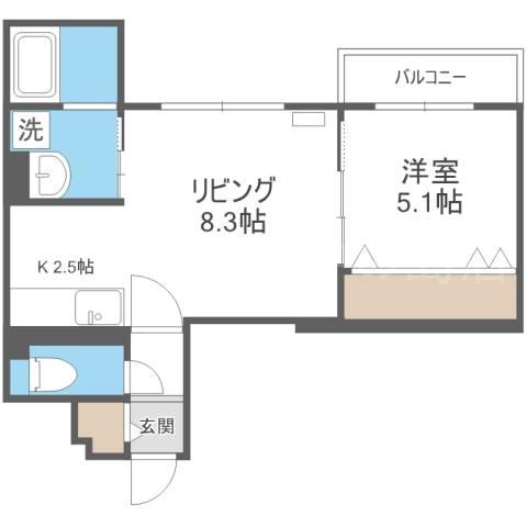 グランメール・シャリテ(1LDK/4階)の間取り写真