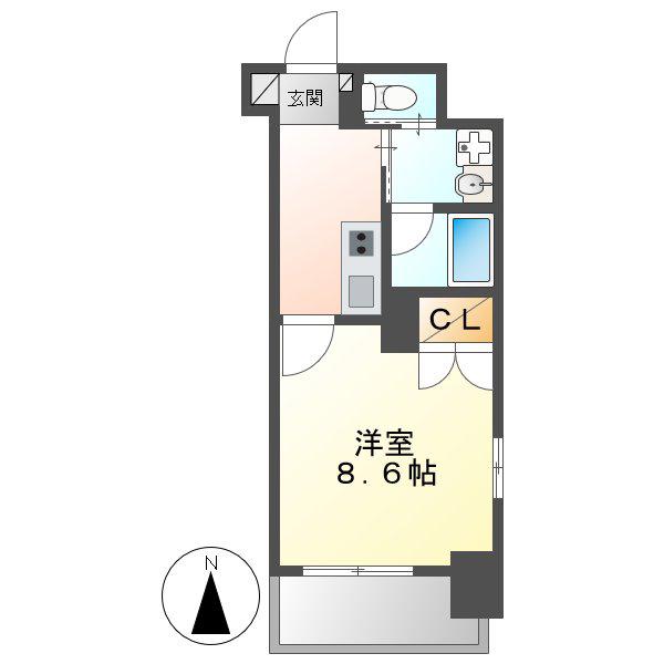 プランベイム大須駅前(1K/10階)の間取り写真