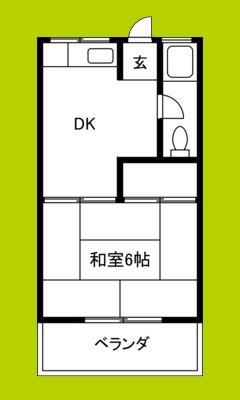 コーポ青木(1DK/5階)の間取り写真