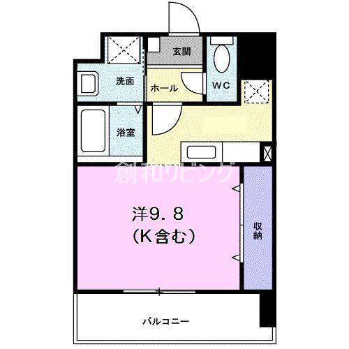 アイヒルズスミヨシ(ワンルーム/4階)の間取り写真