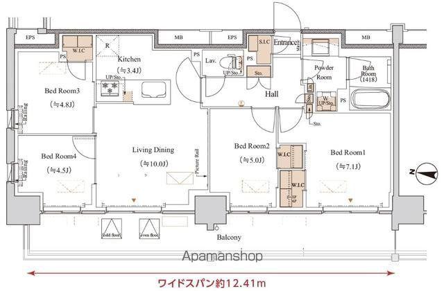 ブランシエスタ木場(4LDK/6階)の間取り写真