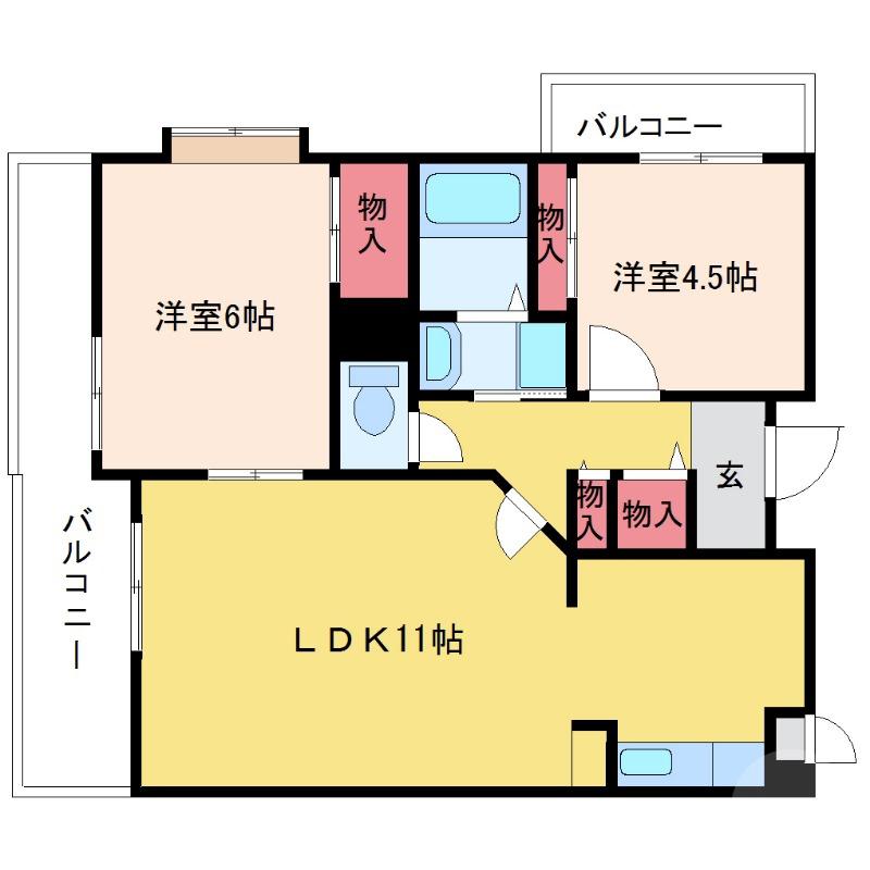 どりーむ(2LDK/4階)の間取り写真