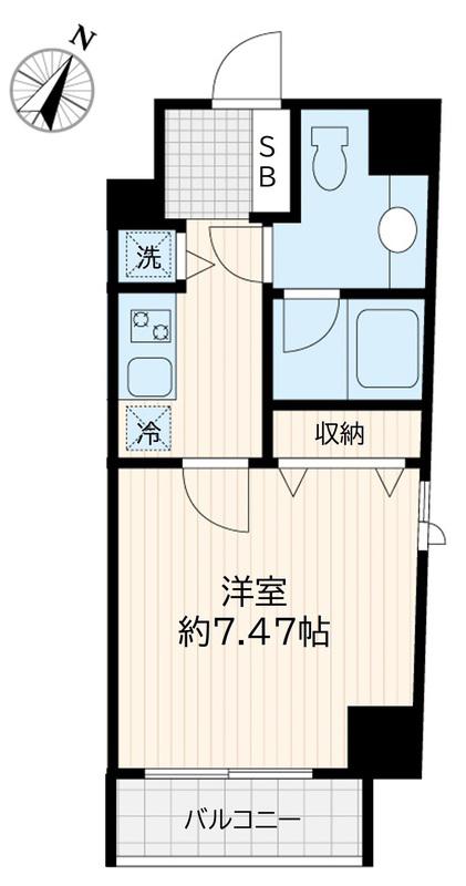 アリエルズ赤坂(1K/7階)の間取り写真